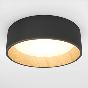 Alton Integrated LED Flush Mount Light 3CCT Black and Wood