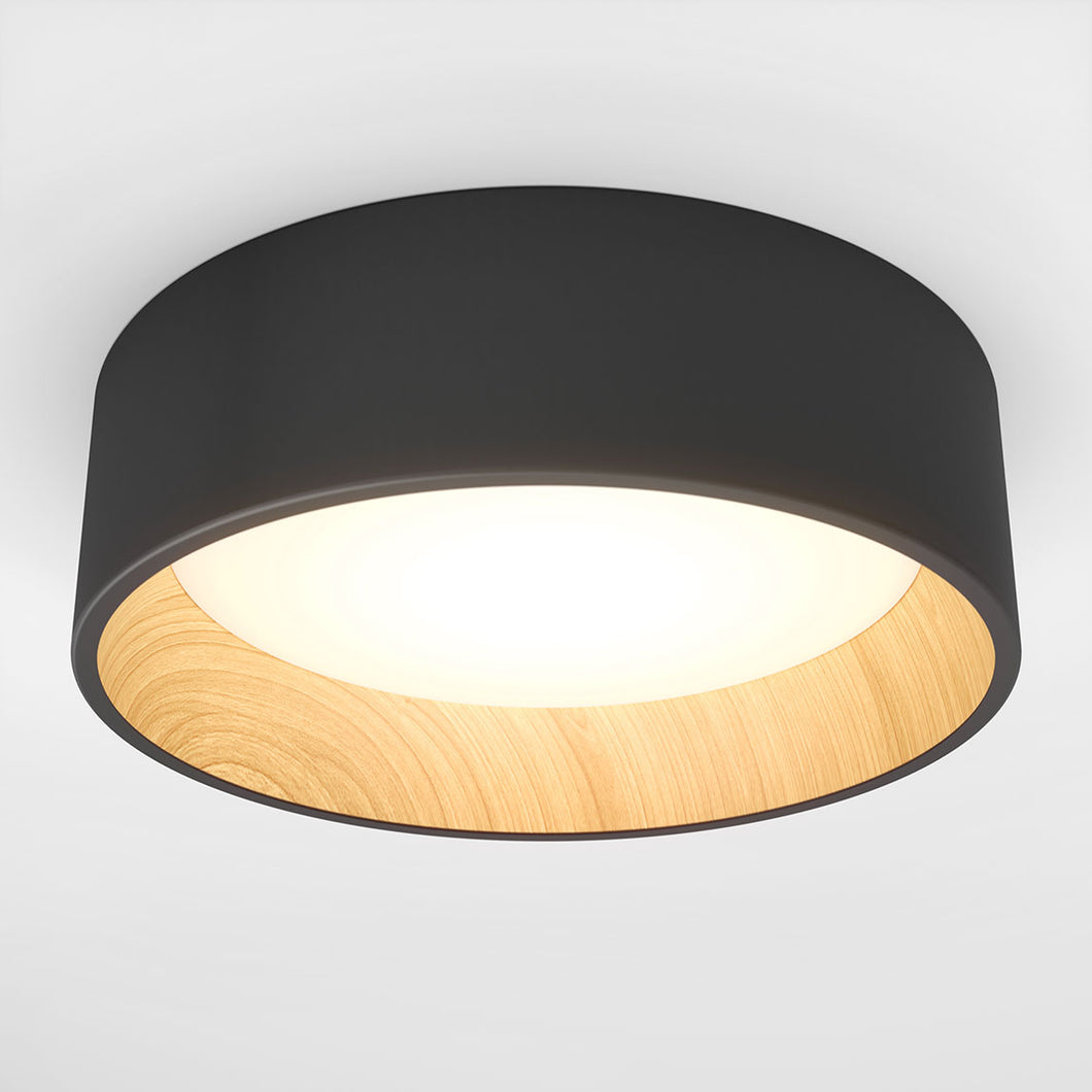 Alton Integrated LED Flush Mount Light 3CCT Black and Wood